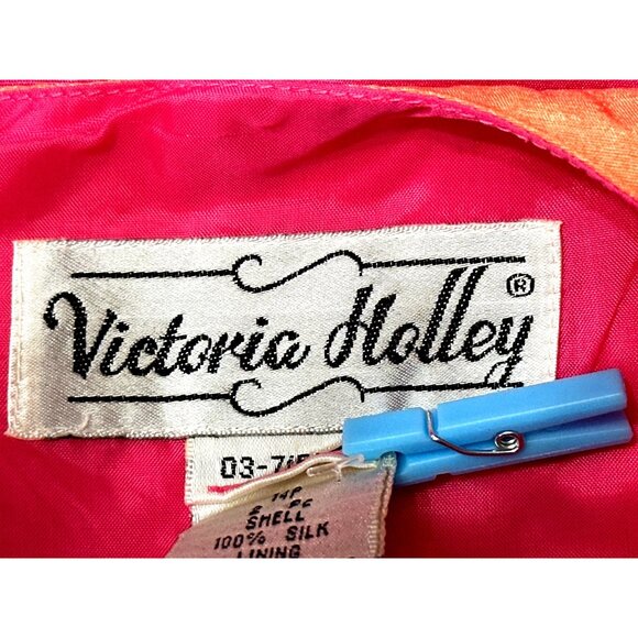 Victoria Holley 14P Pink Silk Colorblock Sheath Dress City Chic Cocktail Party - Picture 7 of 11